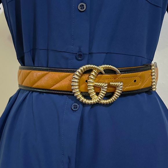 Gucci Double G Leather Tourchon Belt 'Brown' - Picture 2 of 16